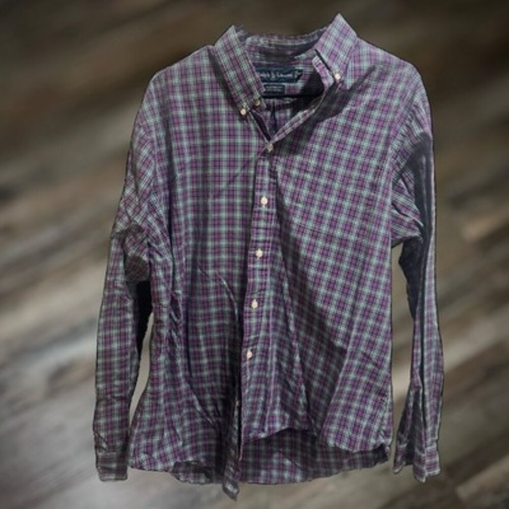 Ralph Lauren Men's Plaid Button-Down Long-Sleeve XL Shirt - Cotton